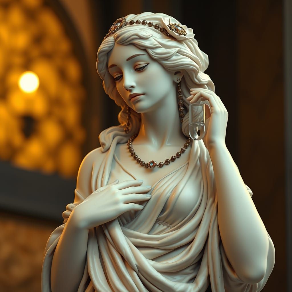 Elegant Art Nouveau Woman Statue