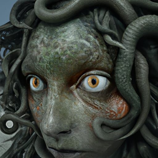 Hyperrealistic Portrait of Medusa with Snake Hair