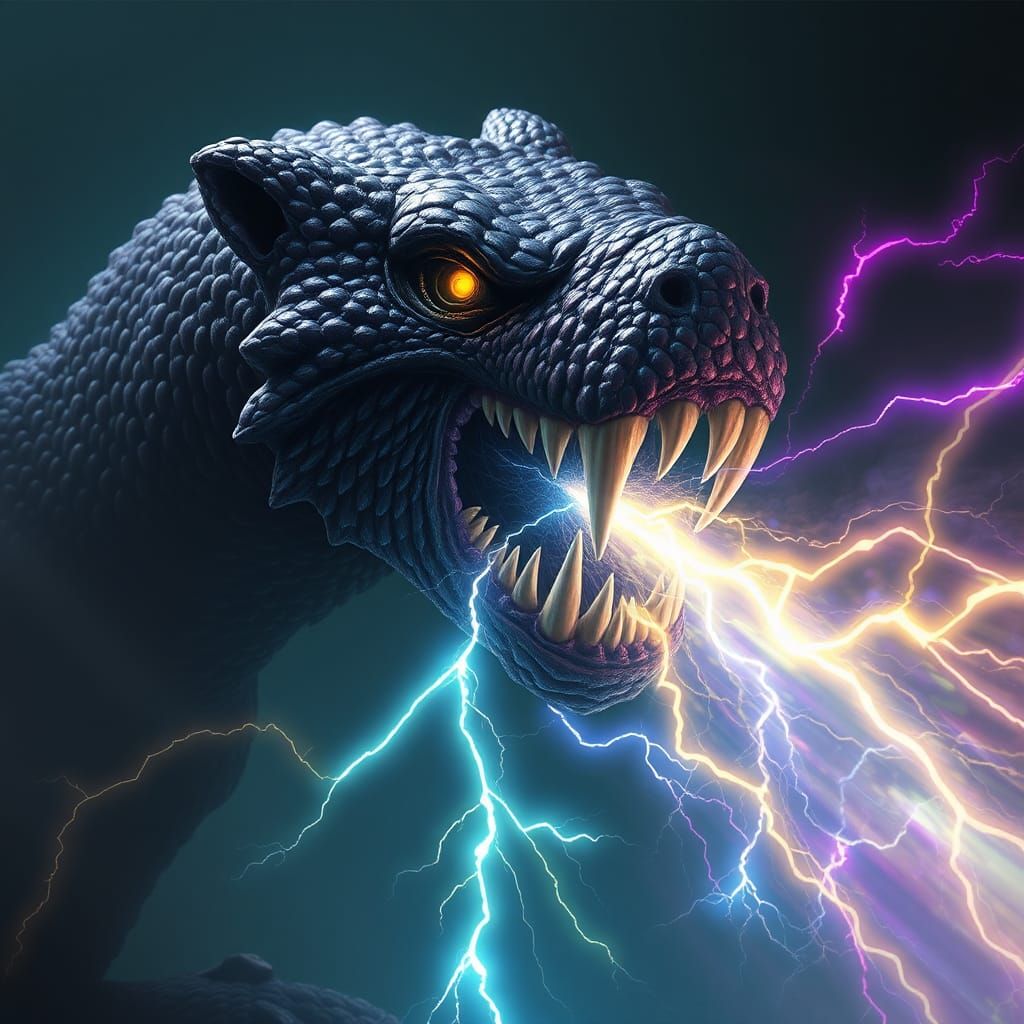 Electric Eel-Bear Hybrid Creature in Dark Fantasy Style