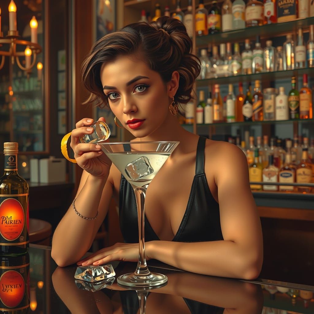 Futuristic Dry Martini in Neon Hues