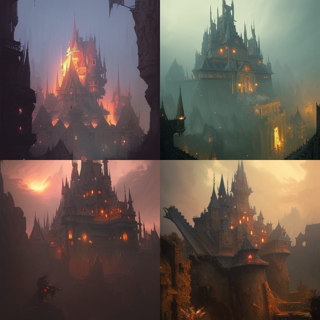 Hyperdetailed Demon Castle Concept Art in 8K