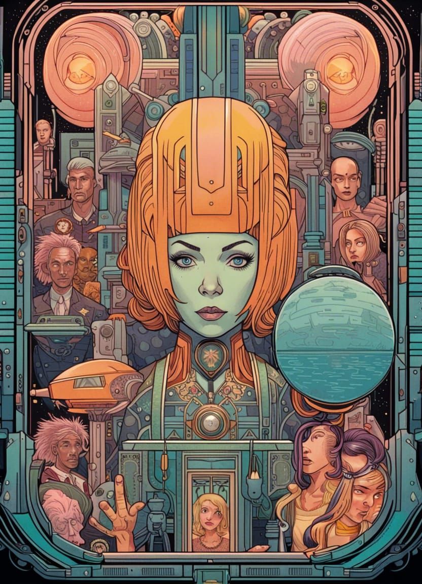 Futuristic Cityscape in Wes Anderson Style