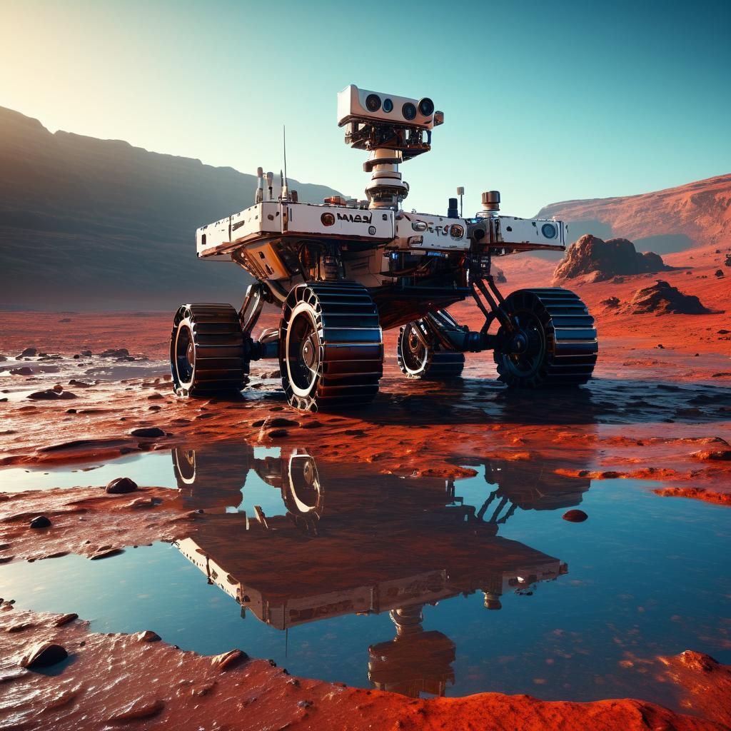 Mars Rover Discovers Water in Cinematic Digital Art