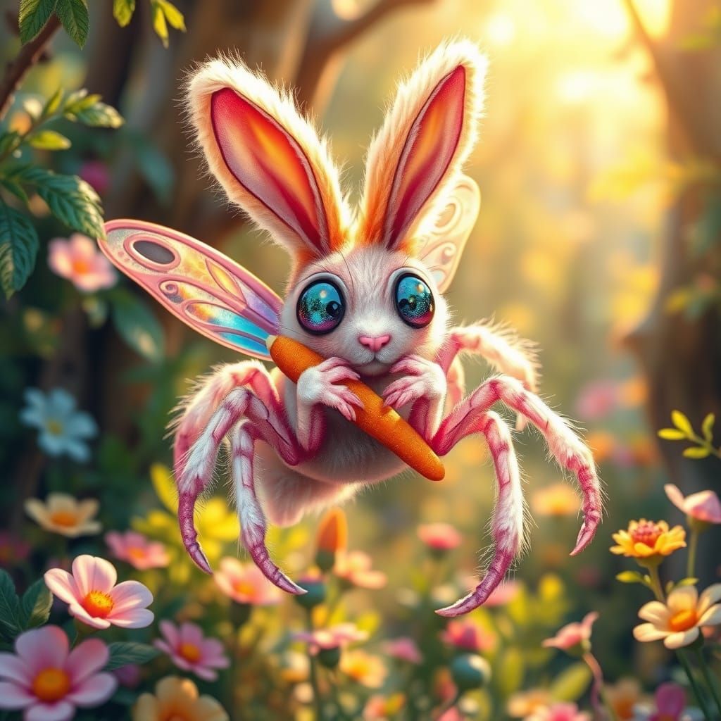 Whimsical Candy-Colored Fantasy Creature in a Magical Forest