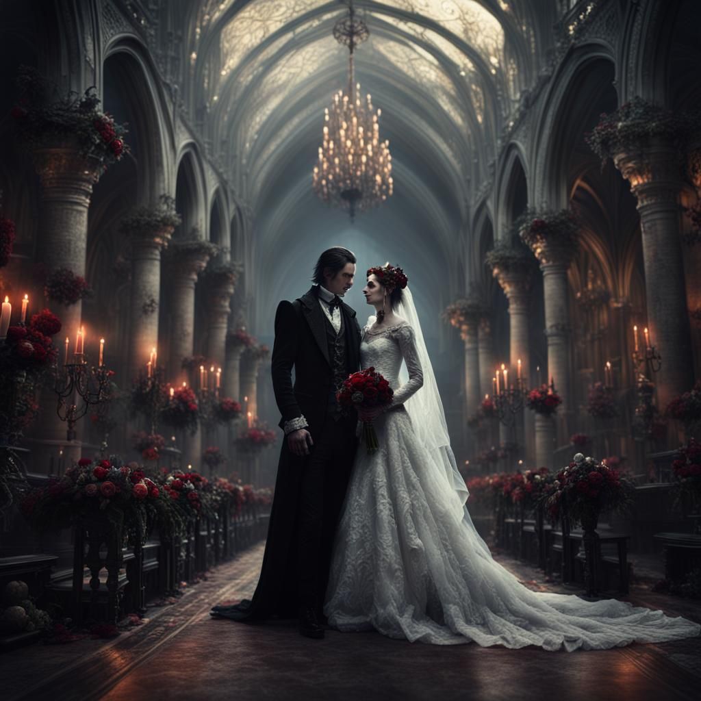 Vampire Gothic Wedding: Dramatic Digital Matte Painting
