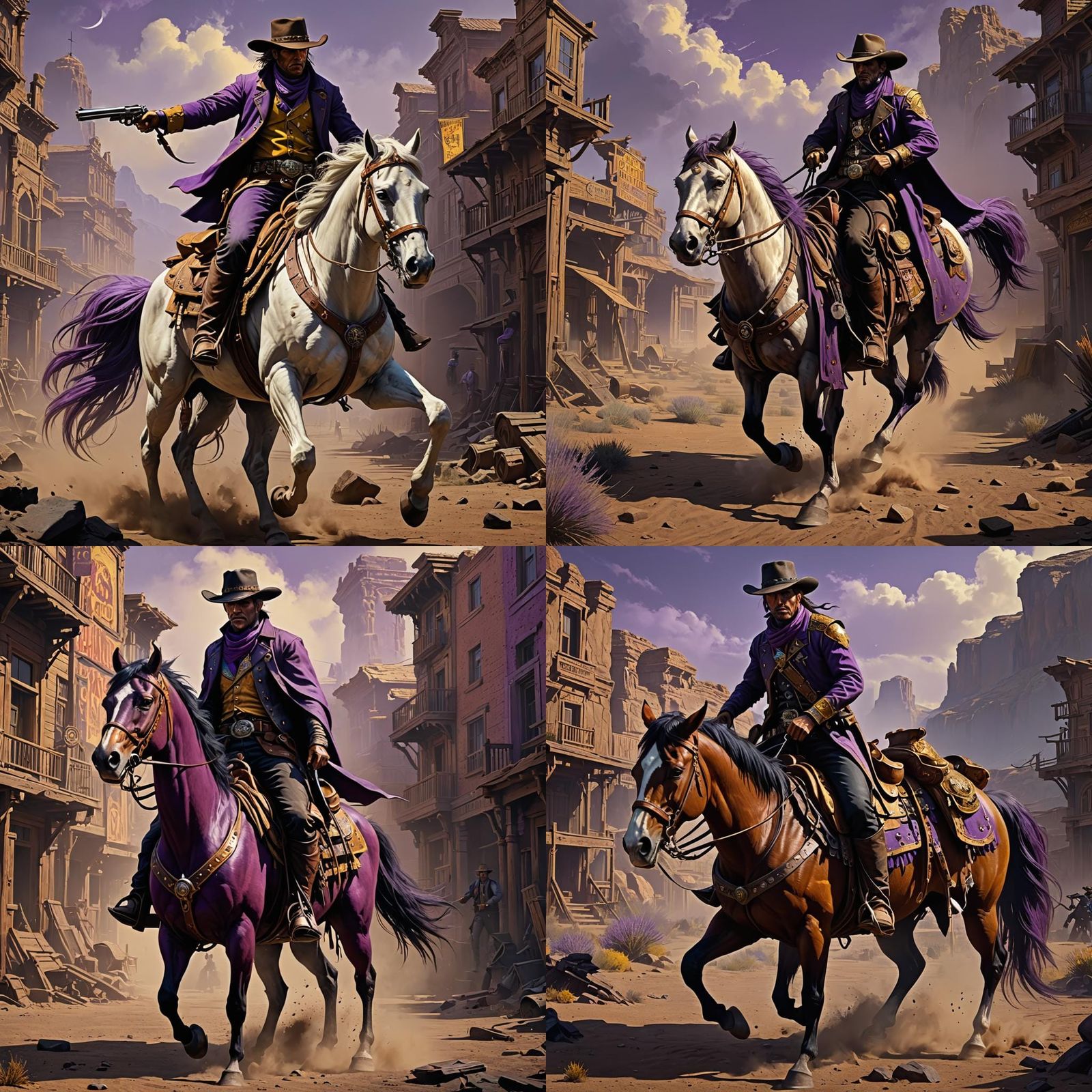 Gunslinger on Horse in Apocalyptic World: Dark Fantasy Art