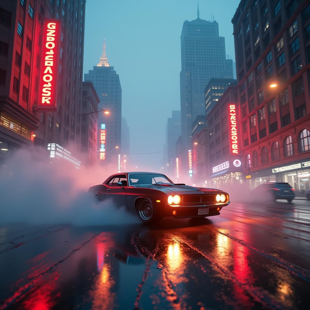 Neon Car Chase in San Francisco