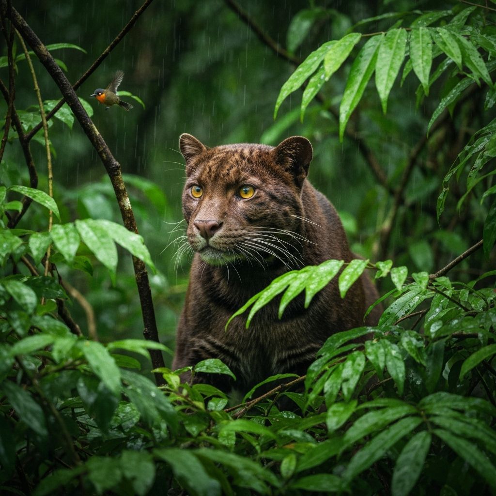 Jaguarundi in Rainforest, Kodak Portra Film Photography
