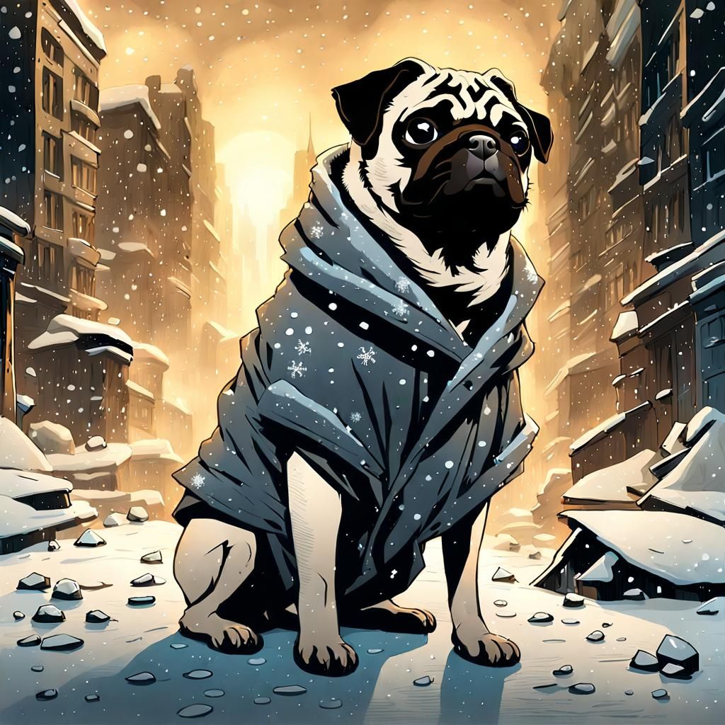 A Pug Survives the Frozen Wastes