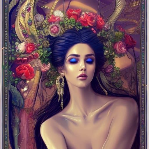 Mermaid Goddess in Art Nouveau Style