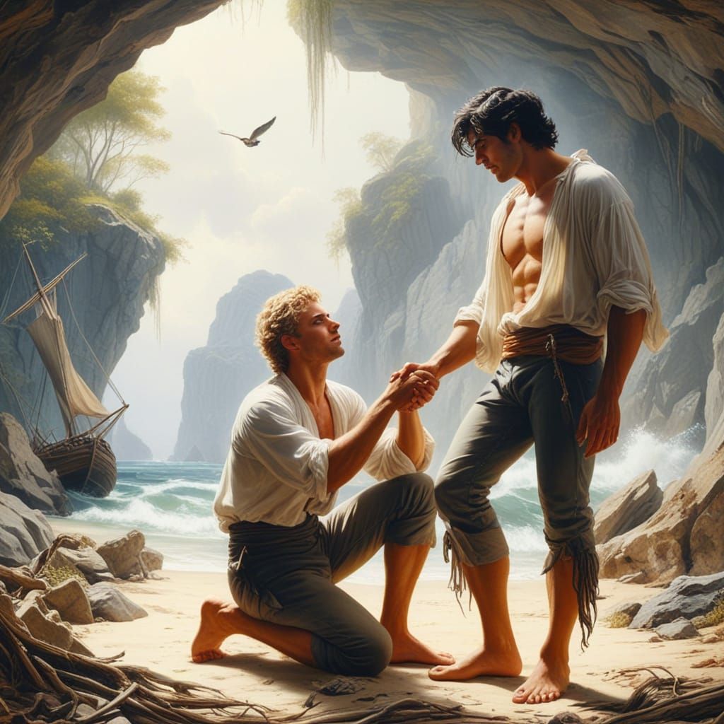 Two Men in Repentance, an Élisabeth Vigée-Inspired Scene