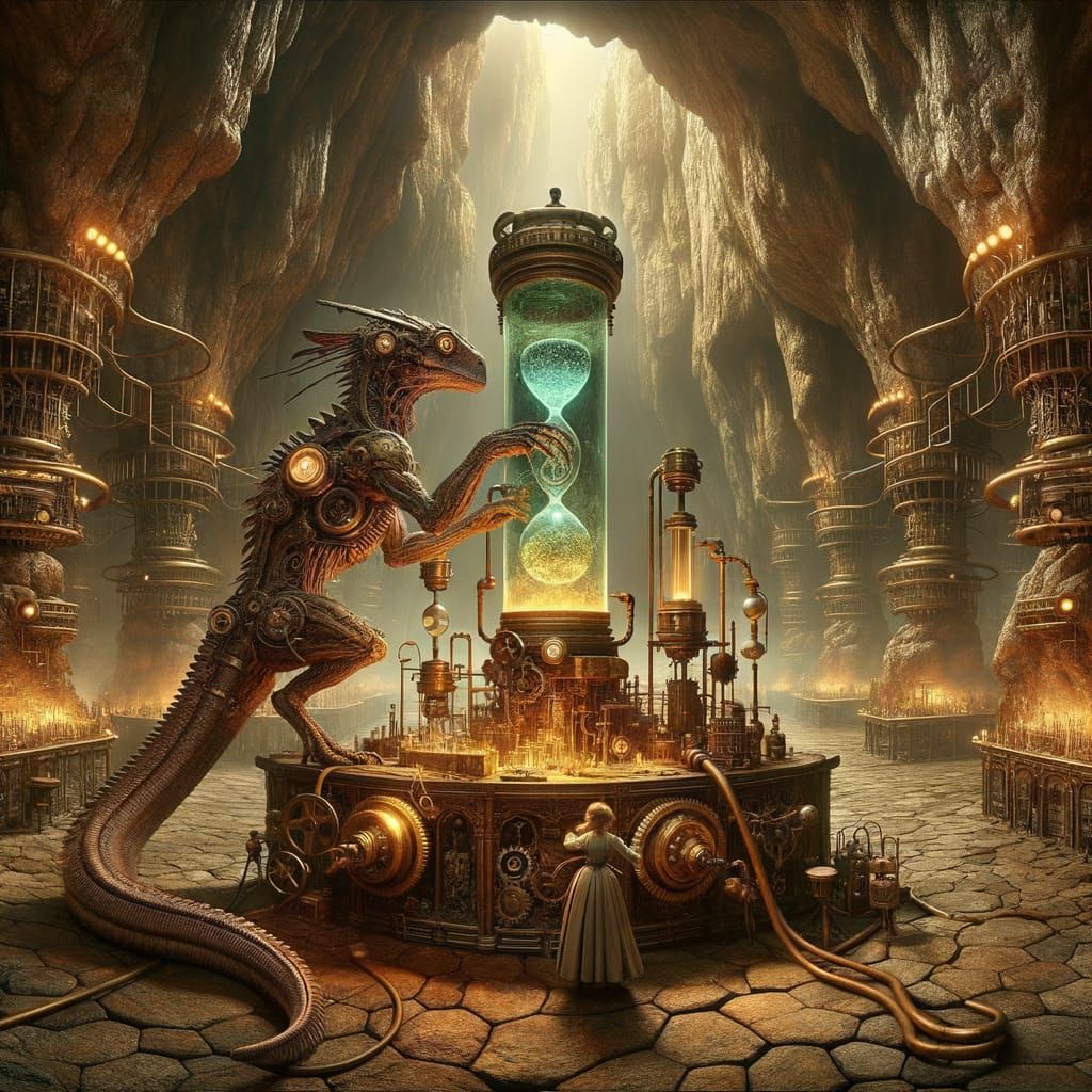 Steampunk Subterranean Lab with Dragon Assistant