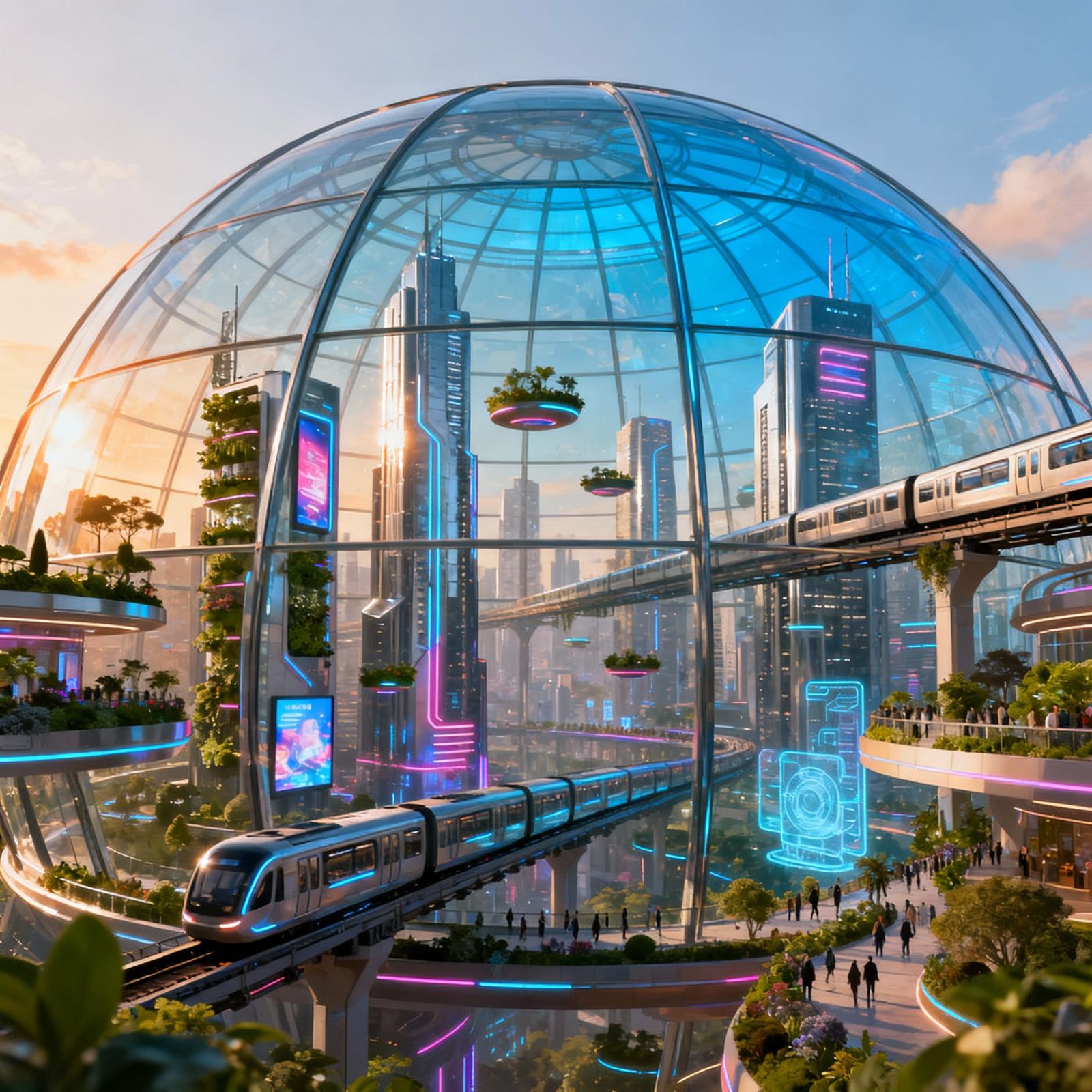 Futuristic Cities Within Protective Glass Domes