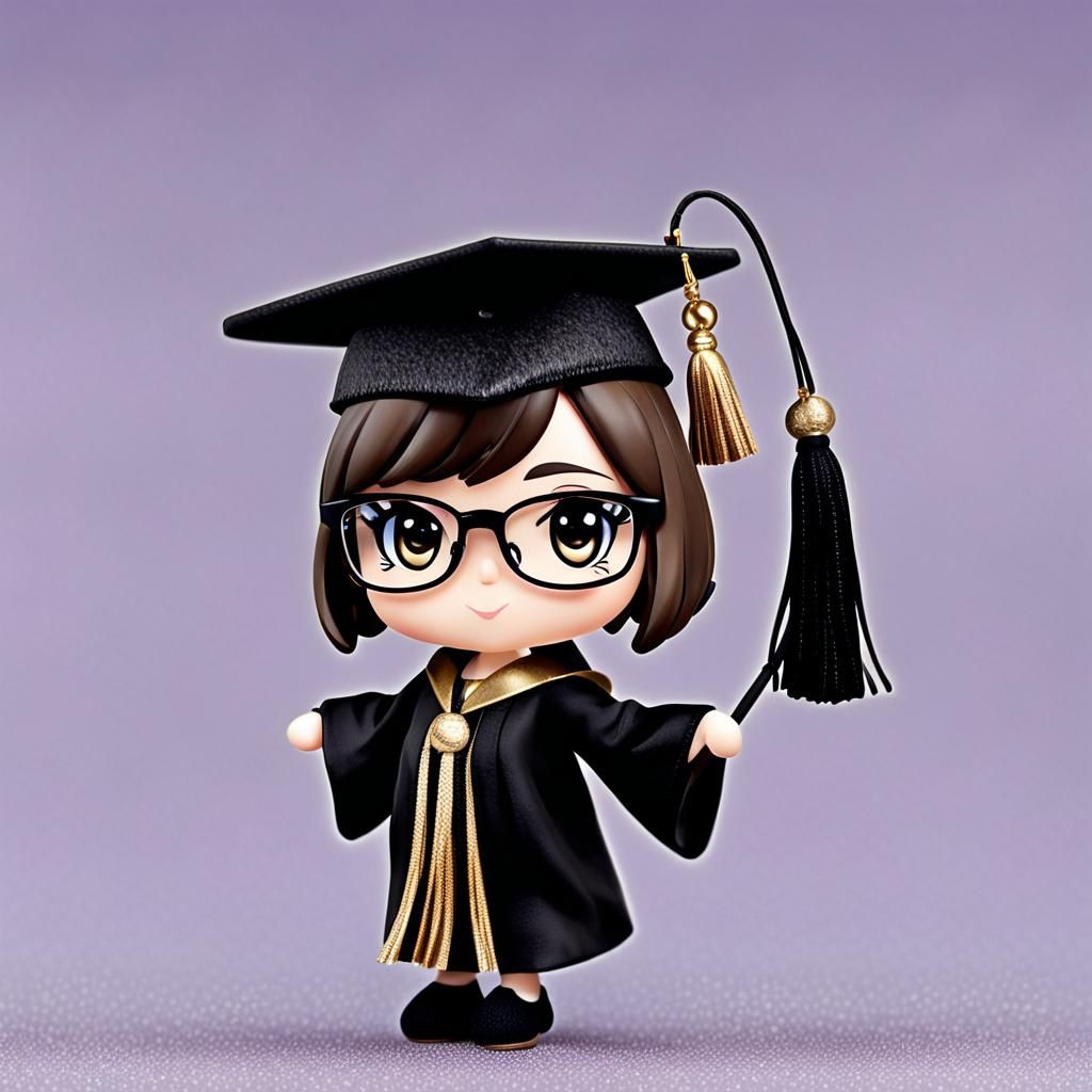 Chibi Graduation Girl with Cap and Gown