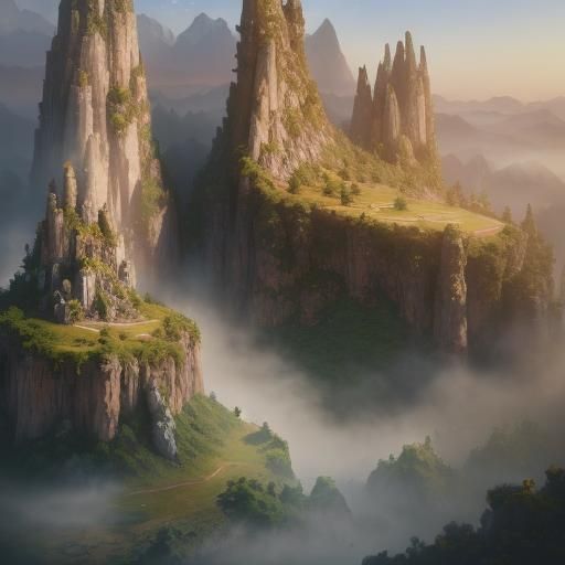 Brown Bunny with Flower Crown in Fantasy Landscape