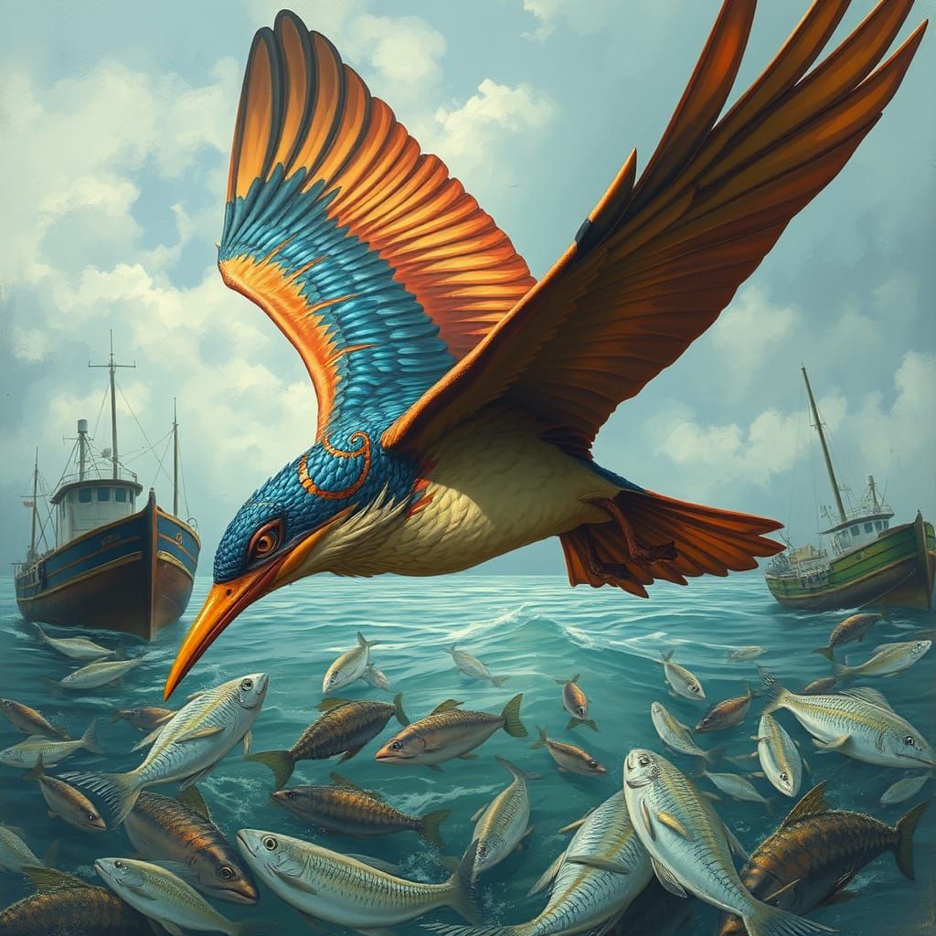 Tide Skimmer Drake Soaring, in Digital Art Style