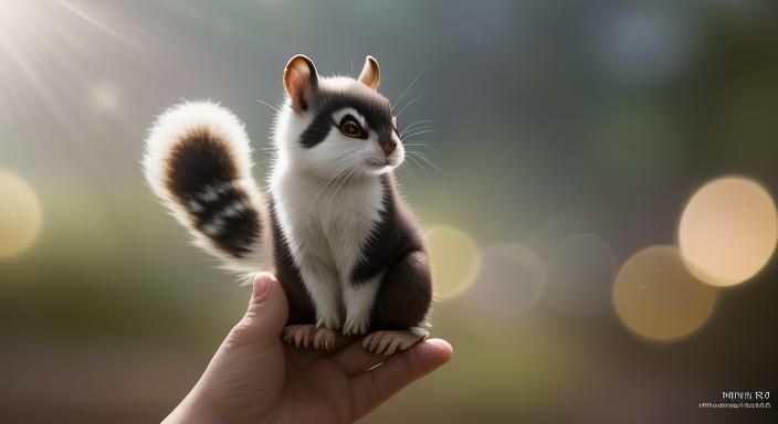 Kitten Panda Squirrel Hybrid in Hyperrealistic Style