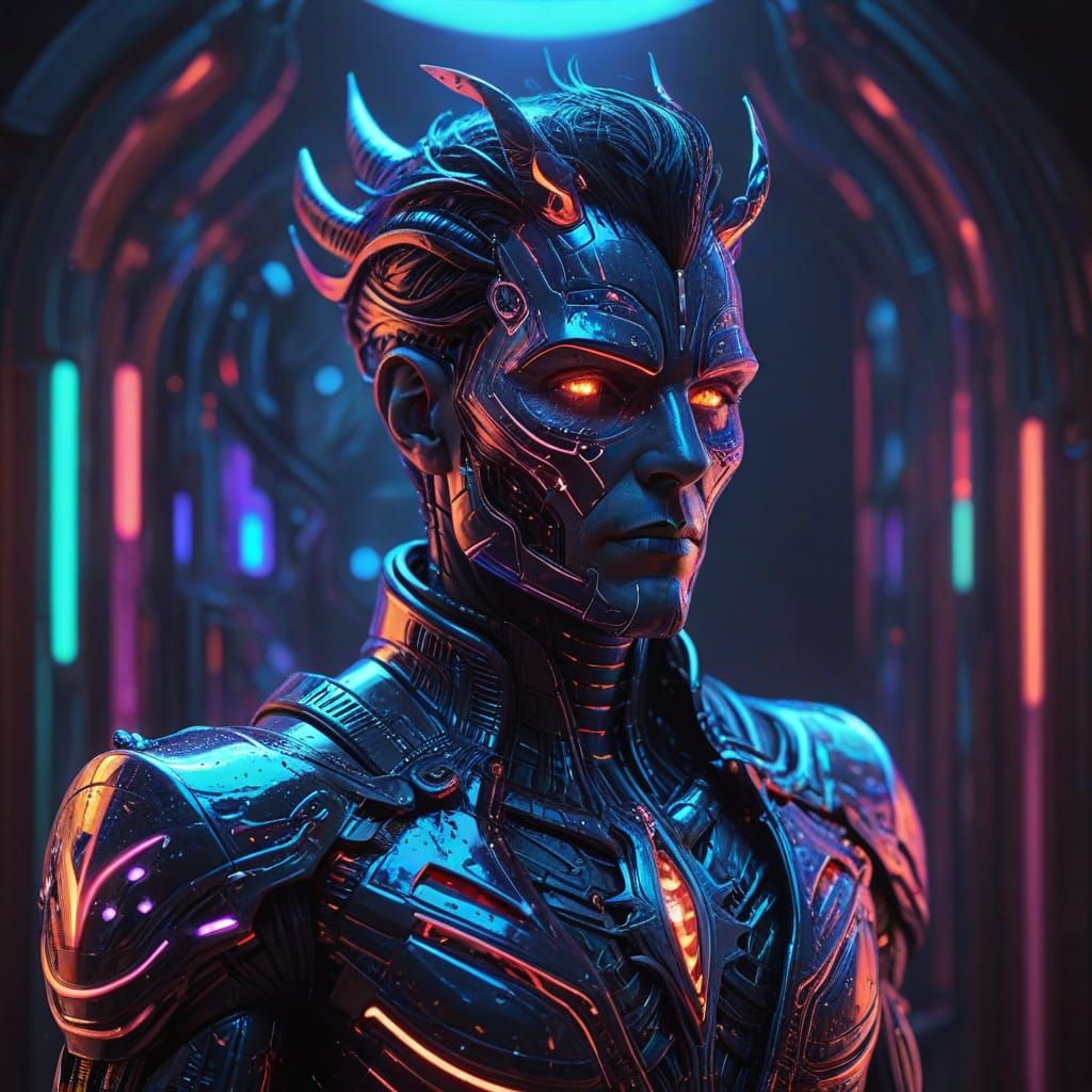 Cyberpunk King of Hearts in Neon Splendor