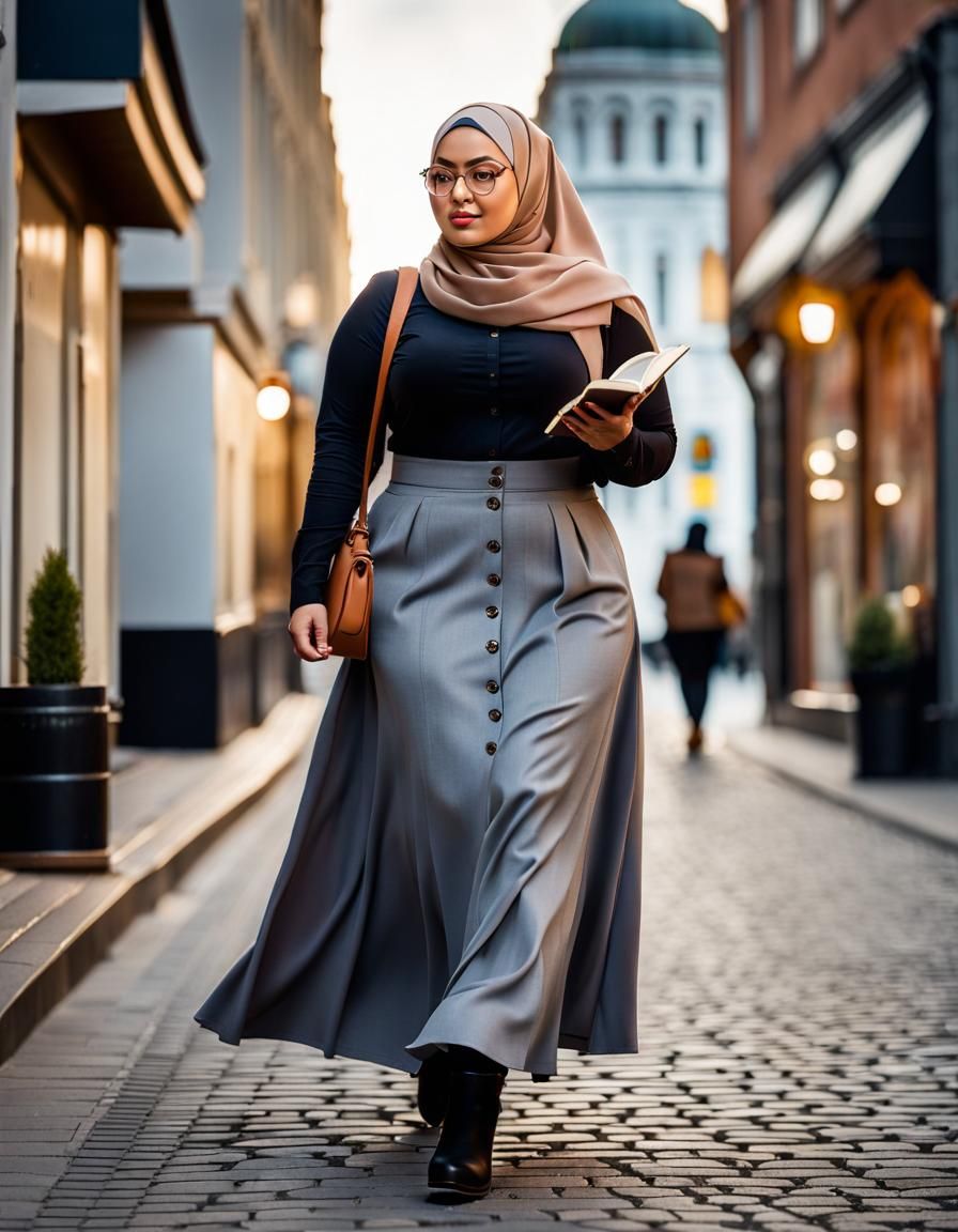 Young Woman Reading in Nostalgic City