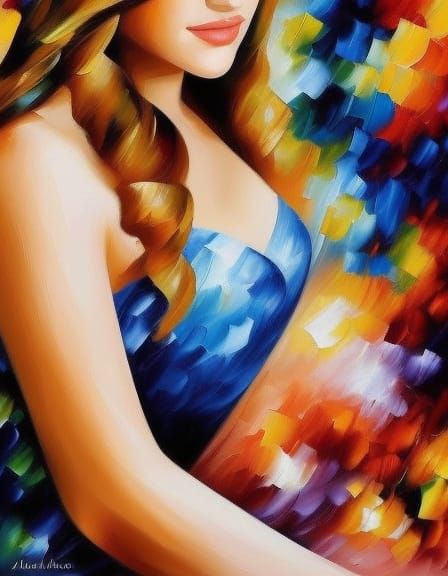 Colorful Portrait Painting in Afremov Style