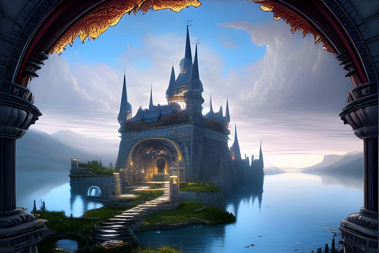 Floating Castle Fantasy Illustration