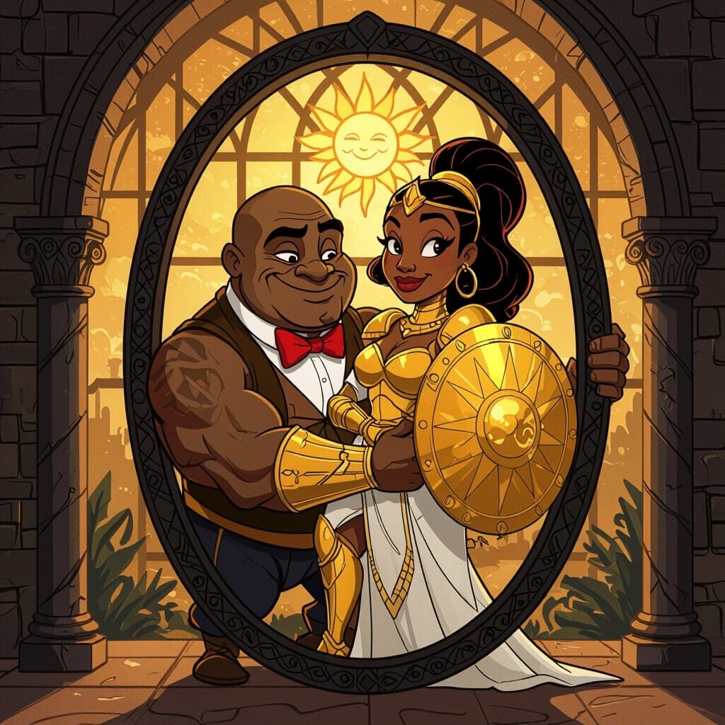 Comical Igor and Solar Warrior Wedding Illustration