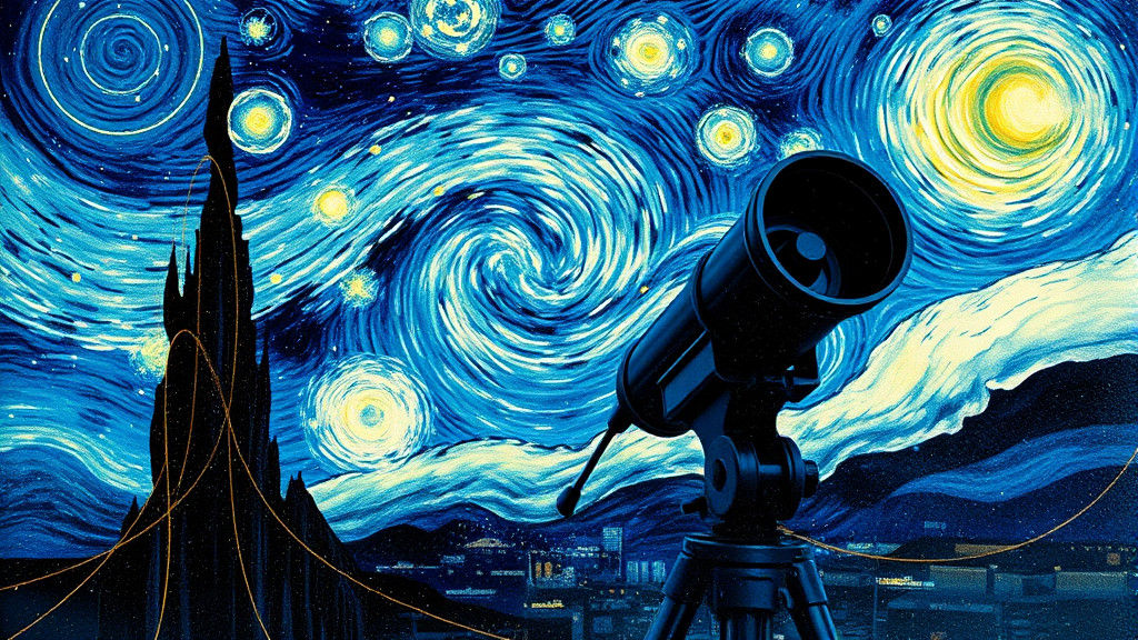 Starry Night Telescope in Van Gogh Style
