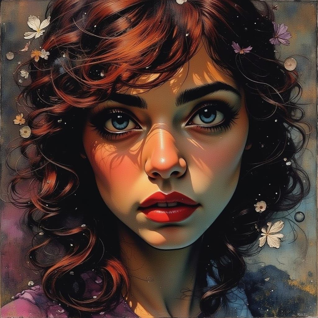 Hauntingly Beautiful Portrait in Watercolor Style