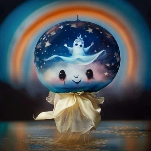 Vintage Circus Ghost in Mixed-Media Style