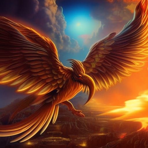 Godlike Phoenix in Epic Digital Matte Painting