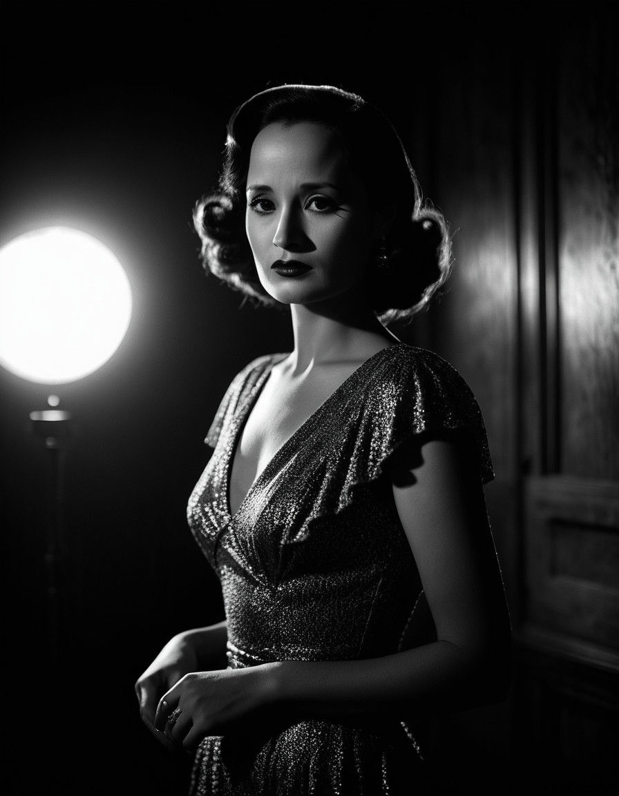 Sultry Film Noir Siren in Smoky Nightclub