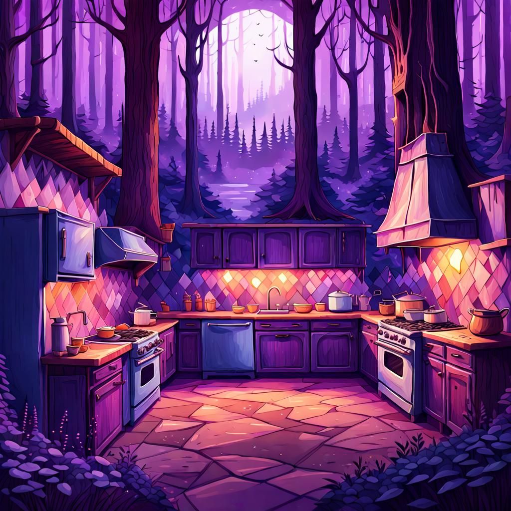 Violet Forest Kitchens: A Medieval Fantasy Illustration