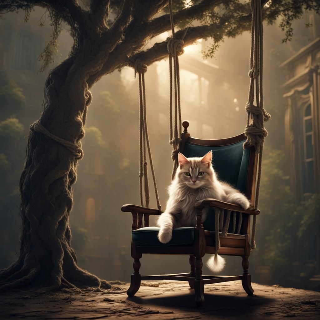 Cat in Chair with Ropes: Digital Matte Painting