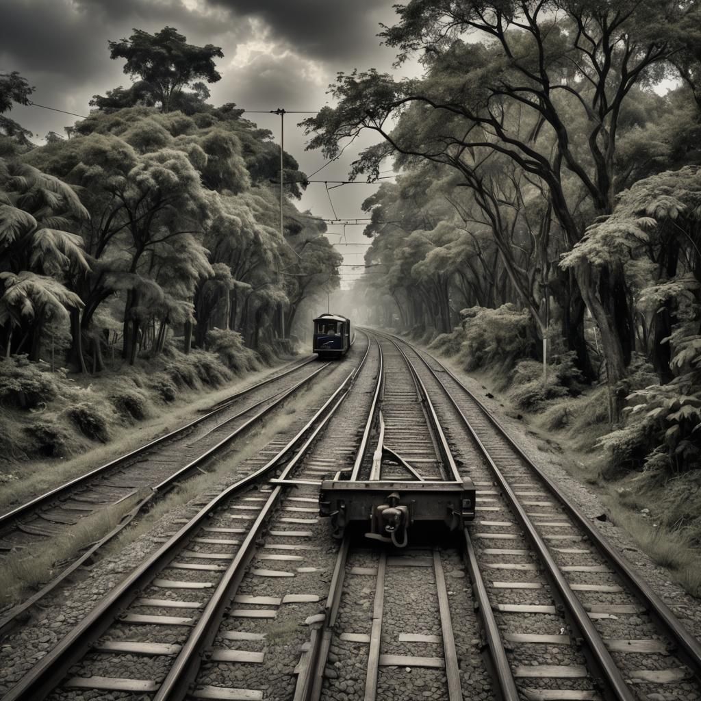 Hyperrealistic Train Carriages on Abandoned Tracks