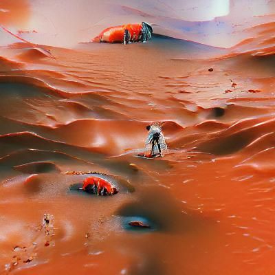 Vibrant Martian Landscape: AI Digital Rendering