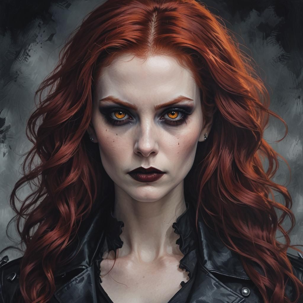 Beautiful Goth Vampire with Unique Red Hair