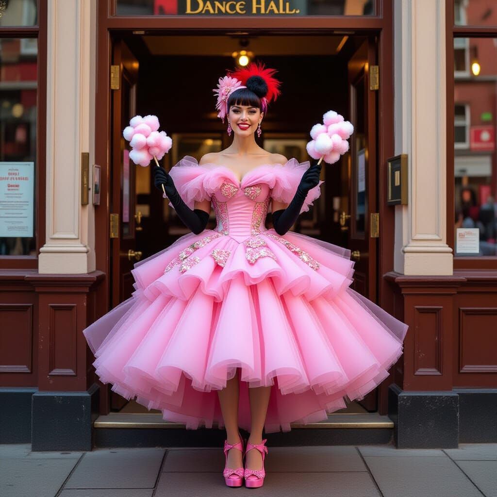 Singer in Pink Gown with Cotton Candy
