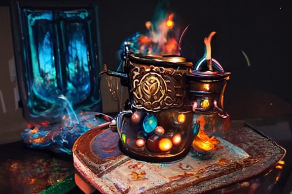 Dwarf Witch in Alchemist's Office, Fantasy Art