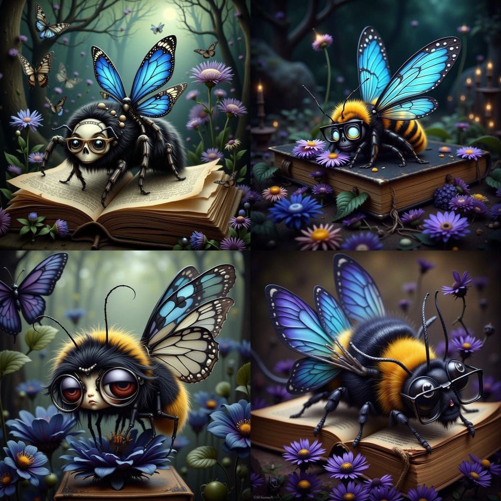Sleepy Bee in Burton Style with Butterfly Wings