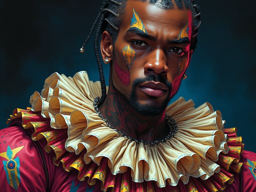 Hyper-Realistic Portrait of a Futuristic Clown