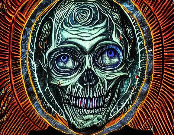 Vampire in Coffin: Holographic Astral Illustration