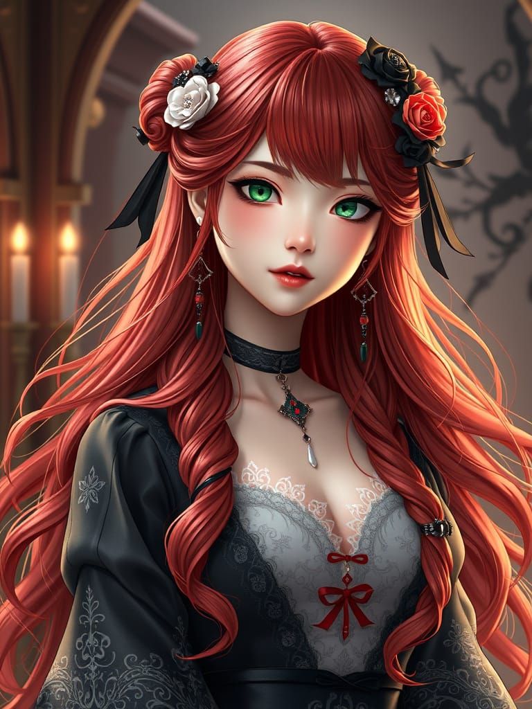 Elegant Japanese Princess in Gothic Elegance