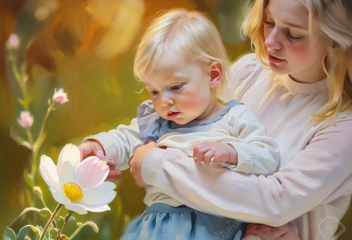 Blonde Sister Holds Baby Brother with Love