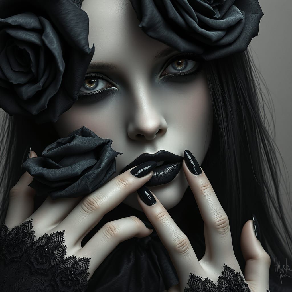 Ethereal Gothic Siren in Victorian Lace and Leather