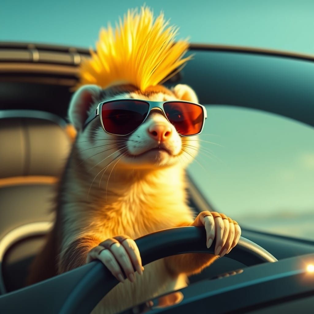 Futuristic Ferret Speeds Down the Highway