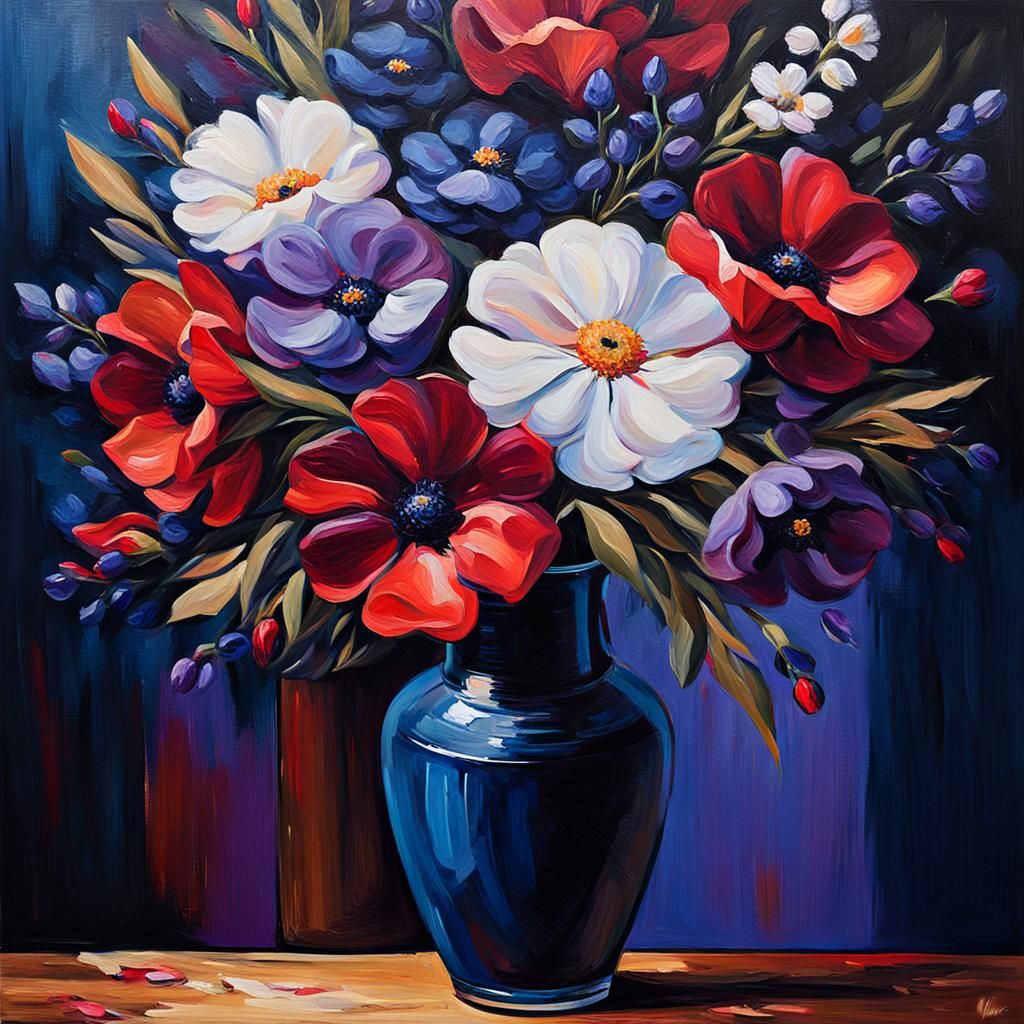 Floral Still Life in Chiaroscuro Style