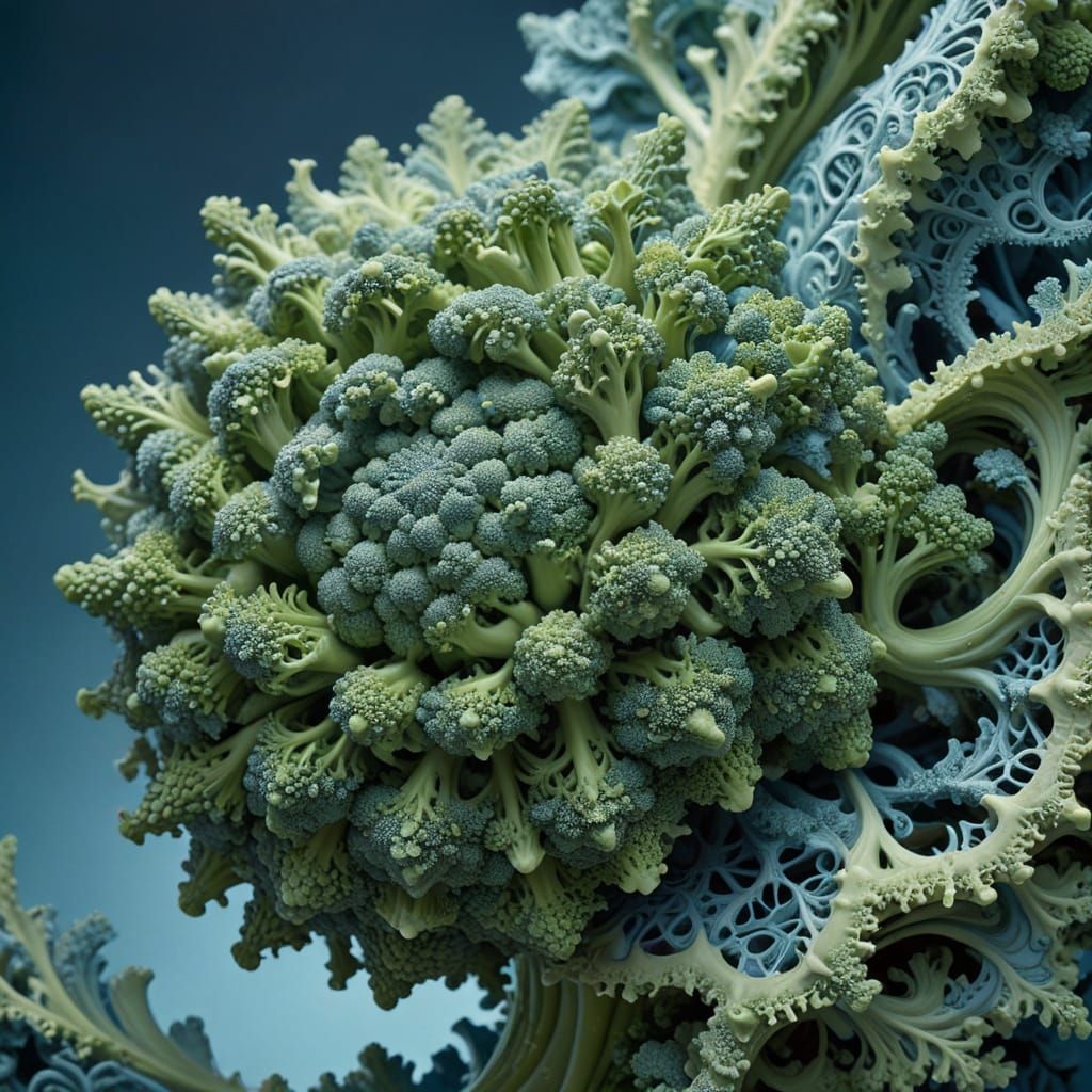 Iridescent Romanesco Broccoli in Cosmic Dreamscapes