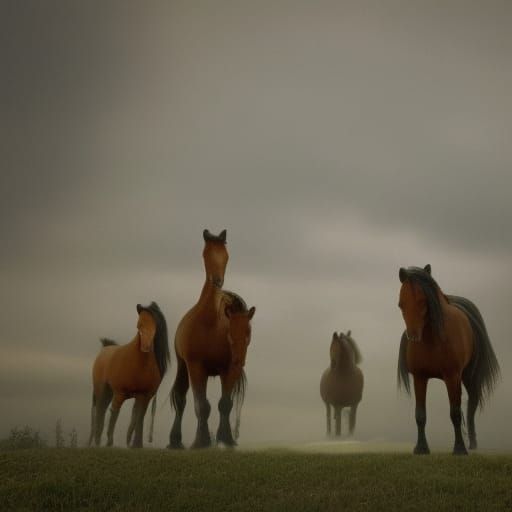Epic Horses in Dramatic Digital Matte Painting