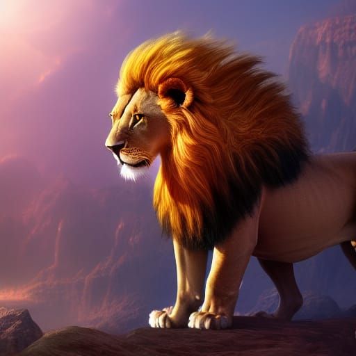 Opal Lion Fantasy Concept Art in 8k