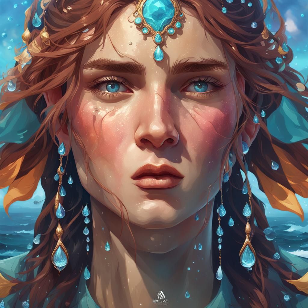 Ocean Reflection Portrait in Digital Art Style
